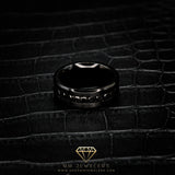 Men's Round Cut Ring Band in Black Rhodium
