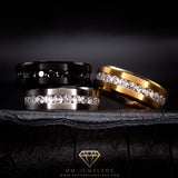 Men's Round Cut Ring Band in Black Rhodium