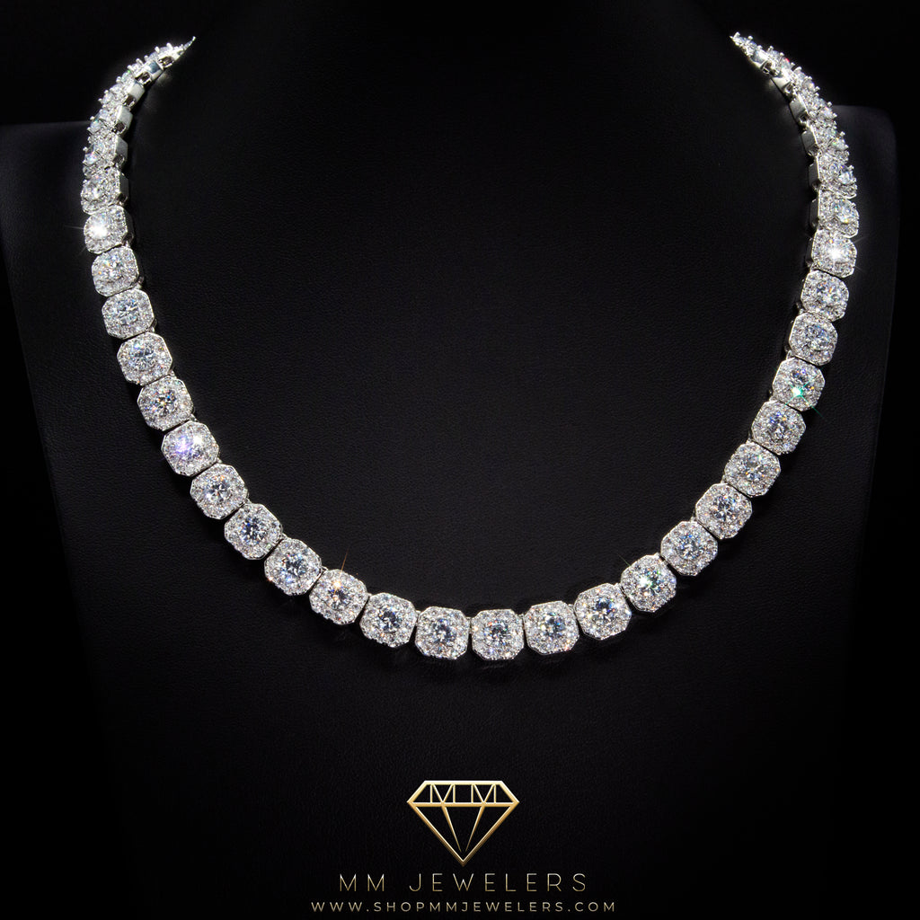 Clustered Tennis Chain Necklace【SILVER】 | Glitter