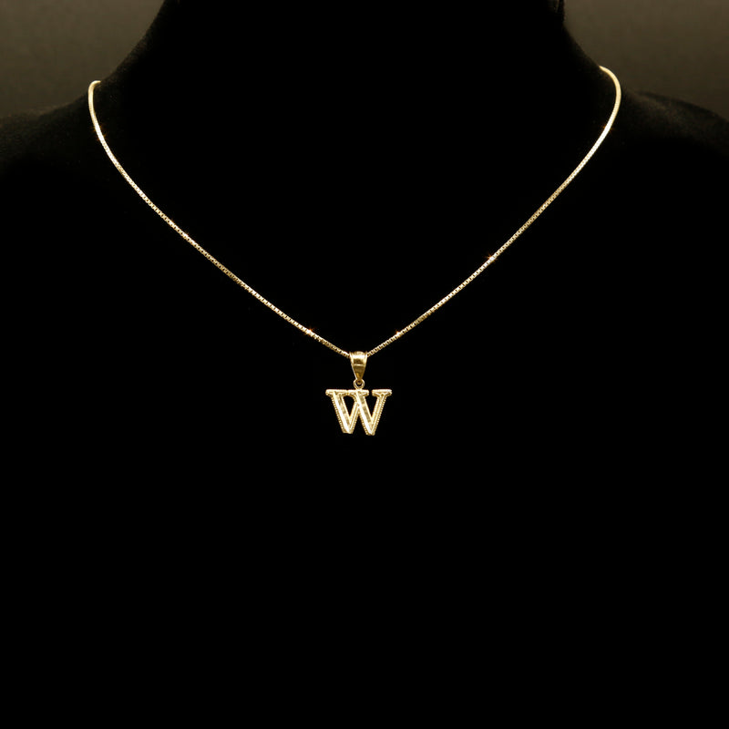 Letter Pendant & Box Chain in 10k Gold A-Z