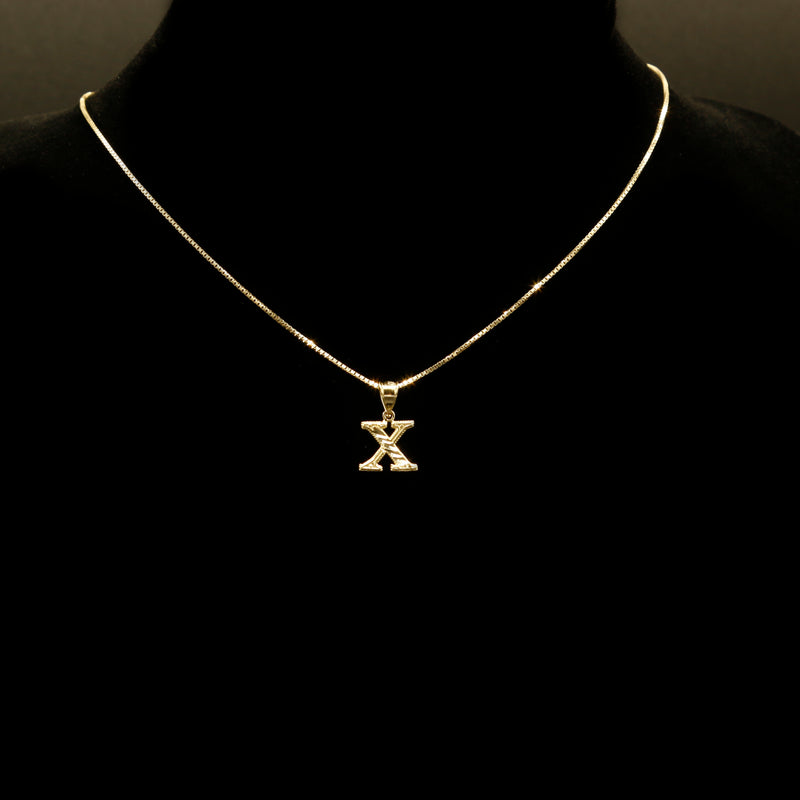Letter Pendant & Box Chain in 10k Gold A-Z