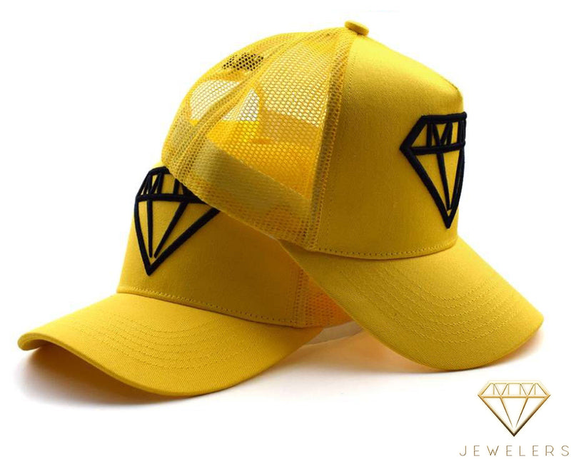 MMJ Diamond Logo Mesh Cap (Black on Yellow)