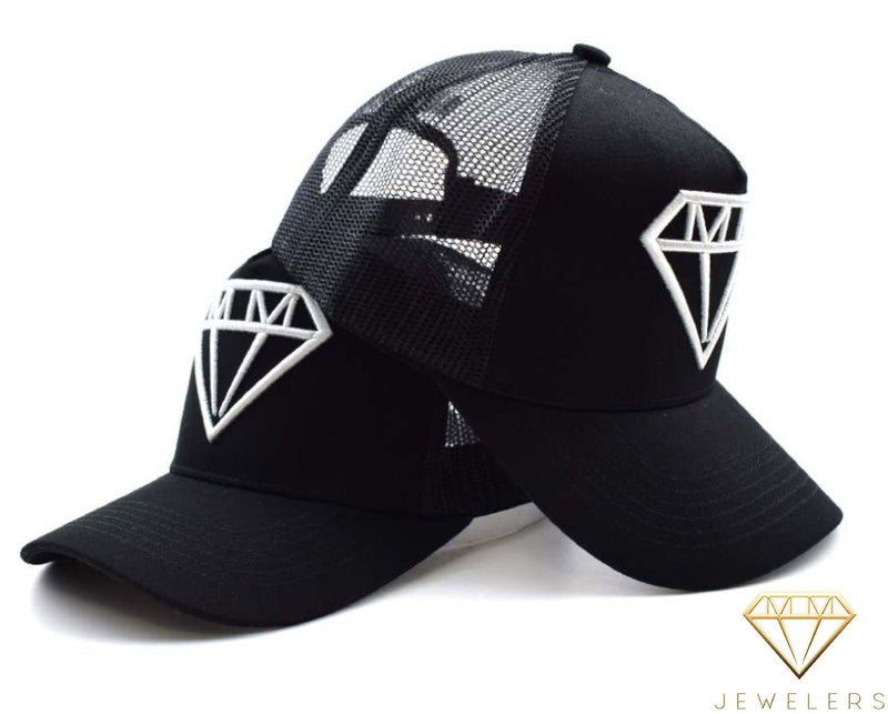 MMJ Diamond Logo Mesh Cap (White on Black)